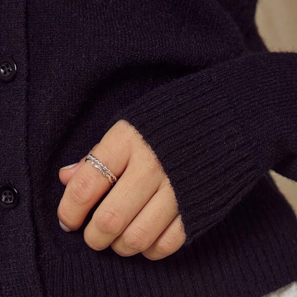 Black Casual Women's Crewneck Button Front Long Sleeve Sweater Cardigan - Picture 7 of 7